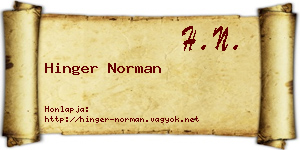 Hinger Norman névjegykártya